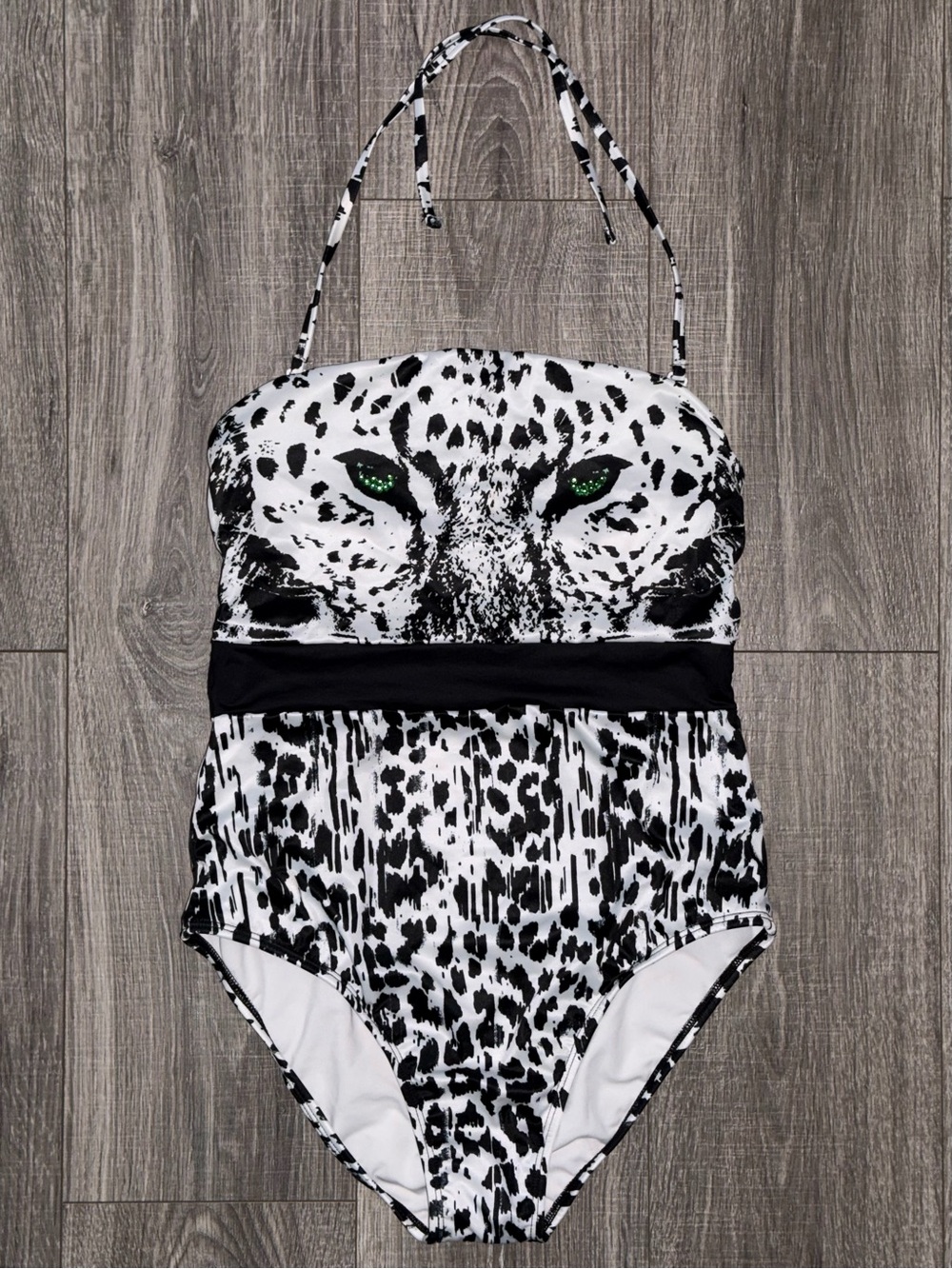 Venus Black & White Leopard Print One-Piece Swimsuit & Cover Up